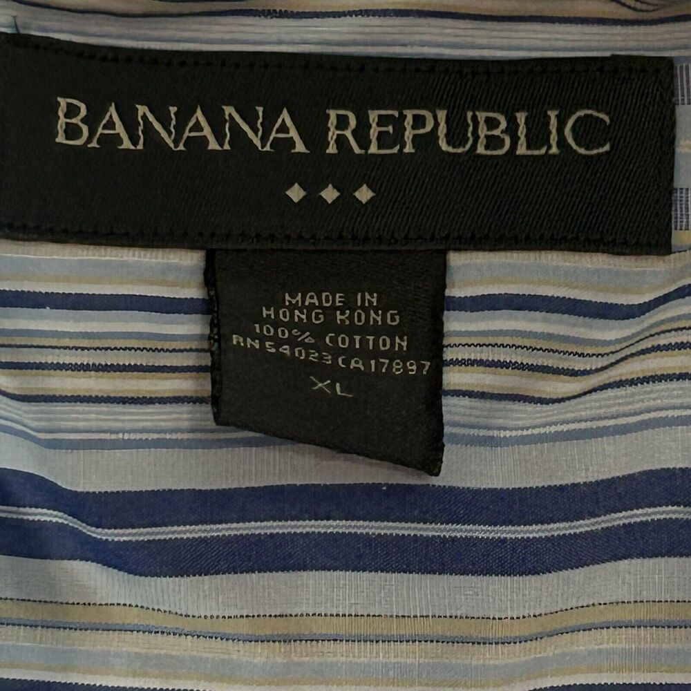 Banana Republic Mens Size XL Long Sleeve Button Down Stripe Blue White Preppy - Picture 2 of 16